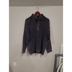 Carbon 2 Cobalt‎ Gray 1/4 zip pullover textured knit sweater Men SZ XL office